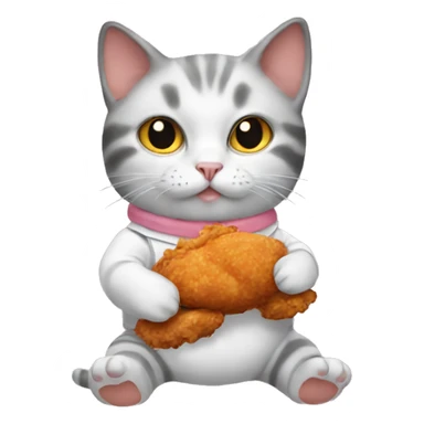 cat wearing baby clothes holding a piece of fried chicken  sticker