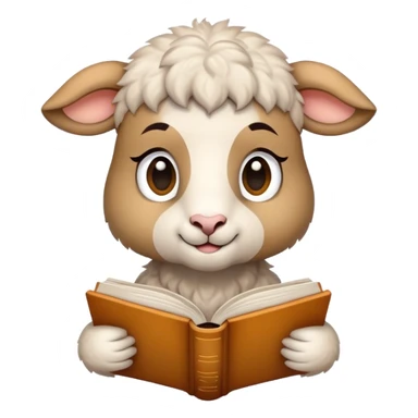 Lamb with arnor reading a book about tigers sticker