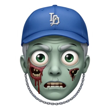 Zombie cerrando un ojo con gorra de los Dodgers y cadena de plata  sticker