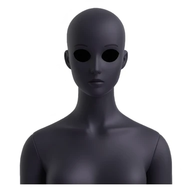 Matte black mannequin in the style of a default avatar. Monochrome with no lines. Minimalistic flat vector icon, iOS style, thin black contour on white. Completely black eyes are not just pupils sticker