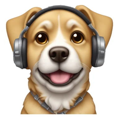 Chien avec un casque de musique sur la tête avec des yeux en forme de cœurs sticker