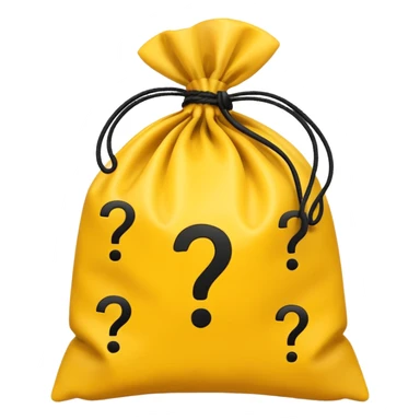 tied bag printed with q&a stuffed with yellow question marks sticker