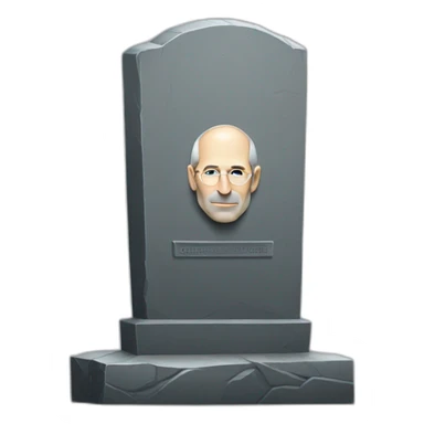 gravestone with steve jobs' face sticker