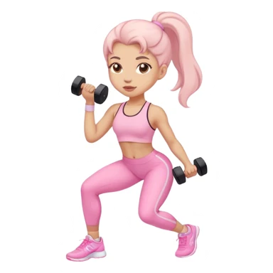 Girl gyming wearing all pastel pink sticker