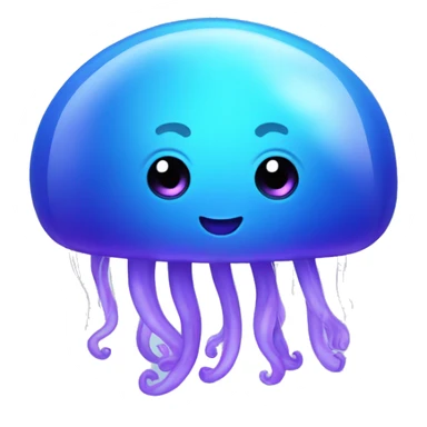 A cute blue and purple jellyfish with face sticker