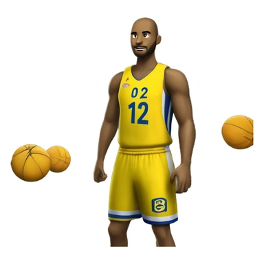 maillot de basket jaune numéro 12 sticker