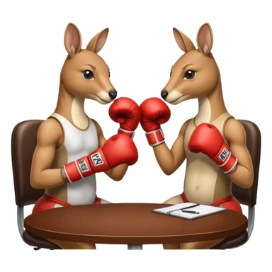 Kangaroos with boxing gloves sitting at an office business meeting sticker