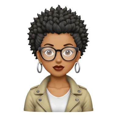woman mohawk curly cut black hair with glasses sticker