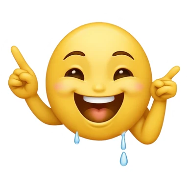 laughing emoji with pointing hand and crying sticker