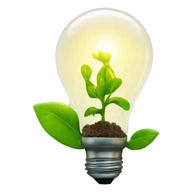a plant sprout inside a glowing idea lightbulb sticker