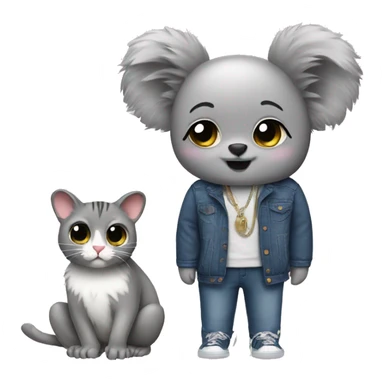 Fashion koala with a cat sticker
