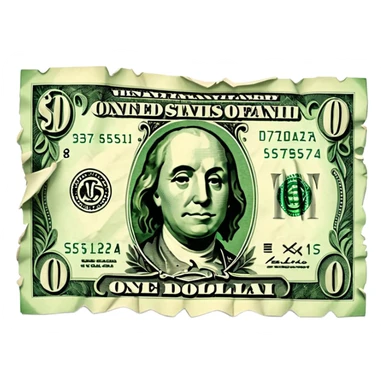 Ripped dollar bill sticker