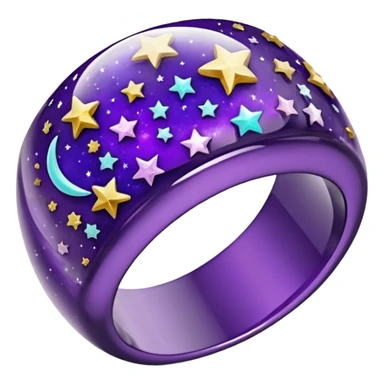 epoxy resin ring with space purple and stars motifs crystal sticker