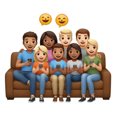 group of friends on couch having fun sticker