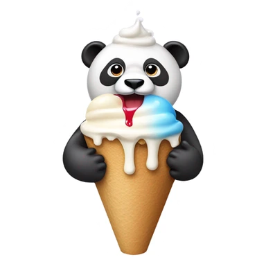 Panda eating ice cream that is melting down the cone sticker
