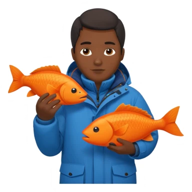 inuit man with orange fish sticker