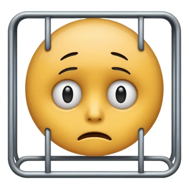 a sad emjoi face in a cage sticker