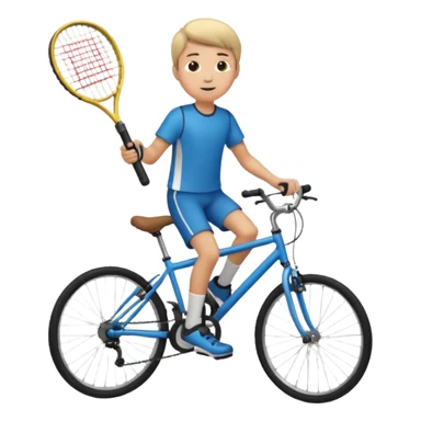 A boy riding his bike that has a racket up a hill  sticker