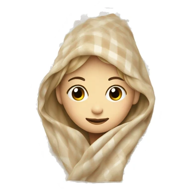 Beige clean girl folded plaid blanket  sticker
