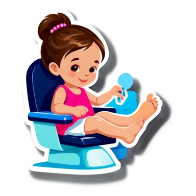 Toddler getting pedicure sticker
