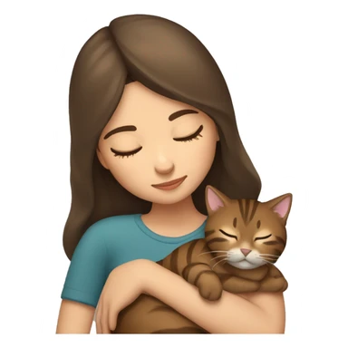 brunette girl sleeping with brown tabby cat  sticker