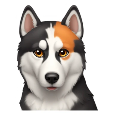 husky brown with a cat with 3 dot orange black and white sticker