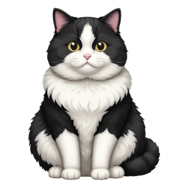 Overweight Tuxedo cat sitting like a human sticker