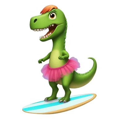 Make a dinosaur on a surf board with a tutu  sticker