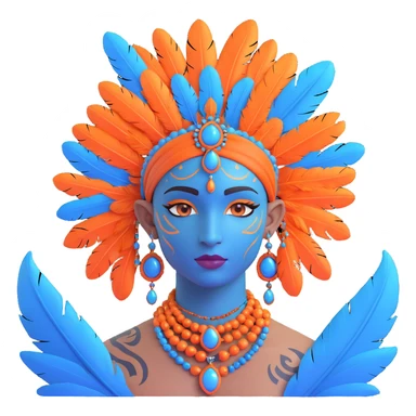 blue avatar emoji, detailed blue skin, facial tattoos, feathers, and jewelry, matching the reference style sticker