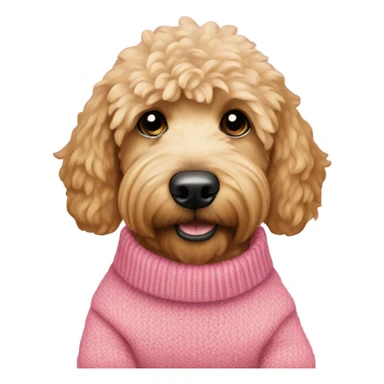 Mini golden doodle with pink sweater sticker