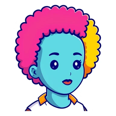 Funky character with colorful afro hairstyle, disco style sticker