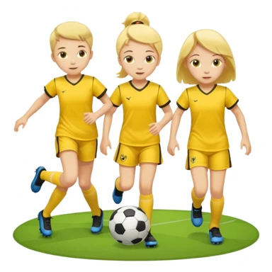 kids play soccer in yellow dress, yellow shrits, yellgow socks sticker