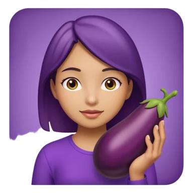 Girl holding eggplant sticker