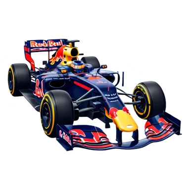 Make a Redbull f1 car with max Verstappen driving it emoji sticker