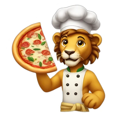 lion cook new year pizza sticker