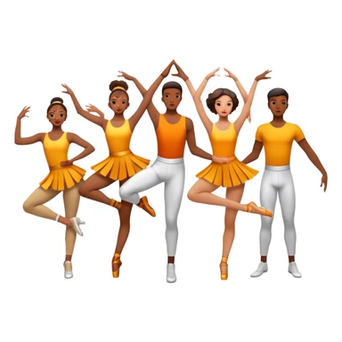 Icon for Contemporary Dance: a synchronized guys and girls group performance on stage with backup dancers in bright, modern outfits and dynamic lighting. The icon should capture the energy and coordination of a dance routine, with a focus on movement and stage presence. Transparent background. sticker