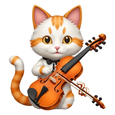cat play violin sticker