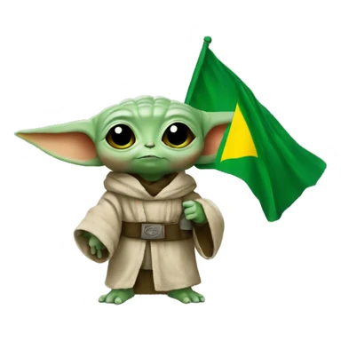  Baby Yoda holding the Brazilian flag sticker