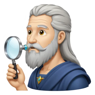 Zeus de perfil mirando con una lupa de sticker