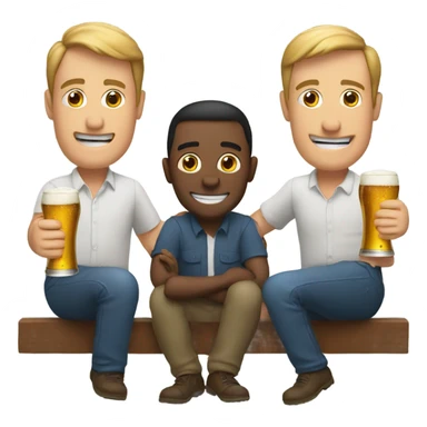3 dudes drinking beer sticker