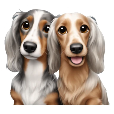 Two Tri Merle long haired Dachshunds together sticker