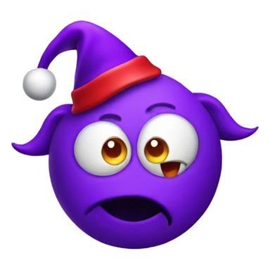 Mischievous purple emoji devil with Santa hat sticker