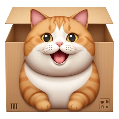 Adorable fat cat stuck in a small box with surprised expression sticker