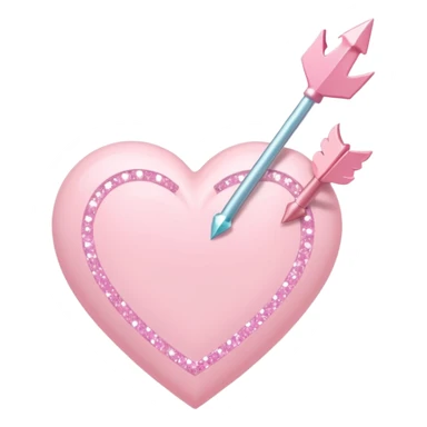 A soft pink cupid’s arrow piercing a pastel pink heart, simple cute aesthetic, dreamy sparkles around sticker