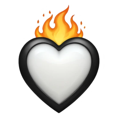 White heart with black flame covered on it sticker