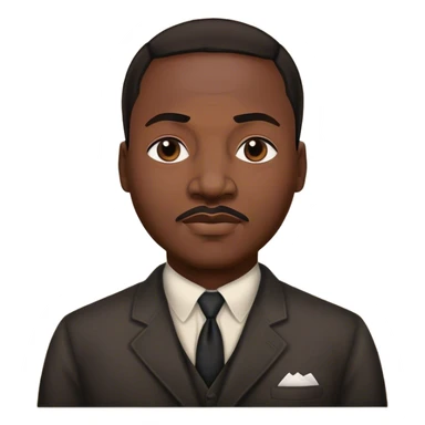 Cinematic Realistic Martin Luther King Jr. Portrait Emoji, depicted as a compassionate determined civil rights leader in period attire with a powerful gaze, rendered with rich textures and inspiring dynamic lighting that captures his historic legacy. sticker