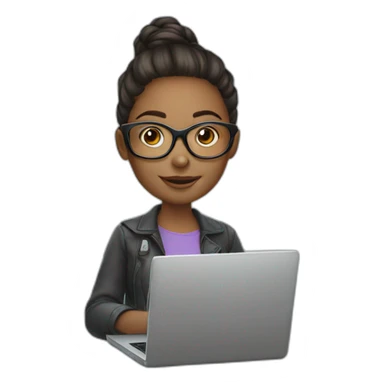 girl with laptop in glasses sticker