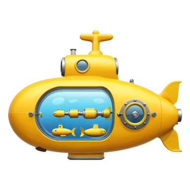 A bright yellow submarine with round windows and a tiny periscope.














 sticker