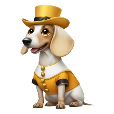 White dachshund in a costume sticker