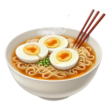 ["Bowl of ramen with soft-boiled egg and chopsticks."] sticker